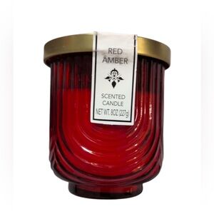 Red Amber Scented Candle in Red Glass Jar